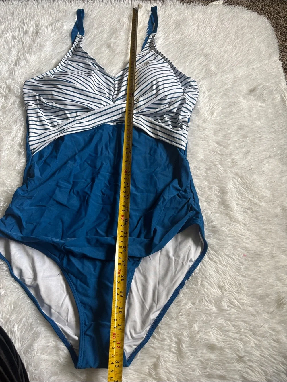 NWOT Blue And White Striped One Piece Swimsuit Size 2XL